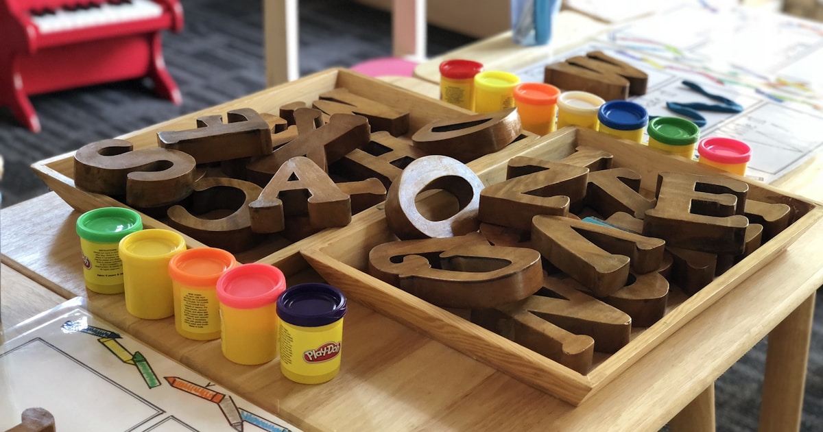 brown letters on table